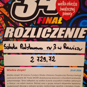 Zebrana kwota podczas akcji WOŚP  w SP3