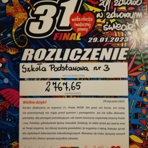 WOŚP - rozliczenie SP 3